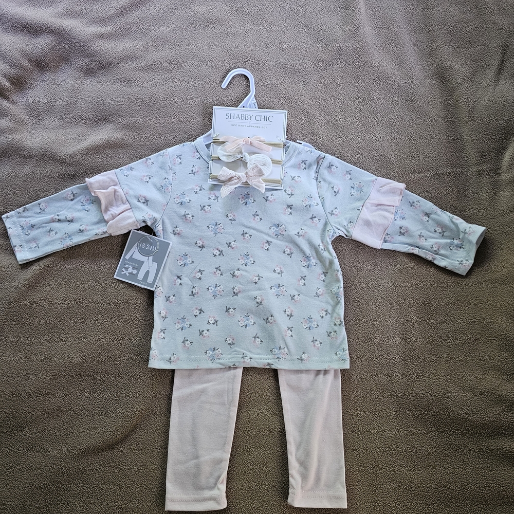 Shabby Chic Floral Kids Matching Set - Pink and Cream